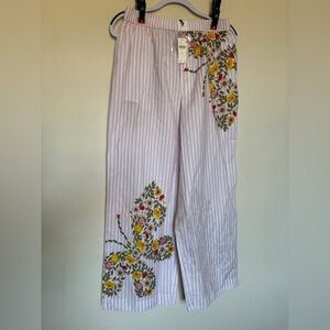 NWT Anthropologie The Wren Boxer Pants Sz M Floral Stripe Lounge Feminine Boho
